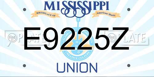 E9225Z Mississippi License Plate