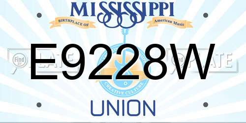 E9228W Mississippi License Plate