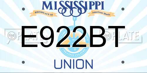 E922BT Mississippi License Plate