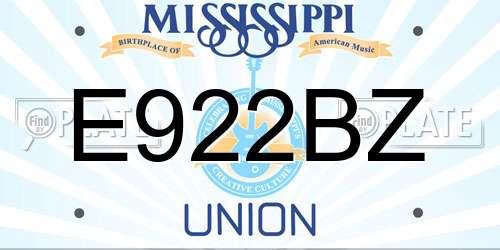 E922BZ Mississippi License Plate