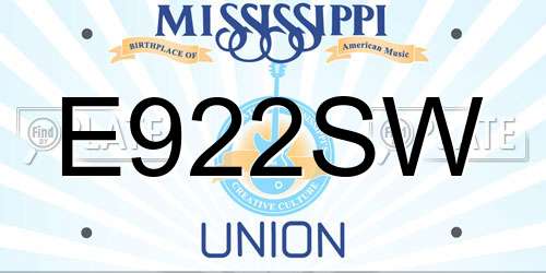 E922SW Mississippi License Plate