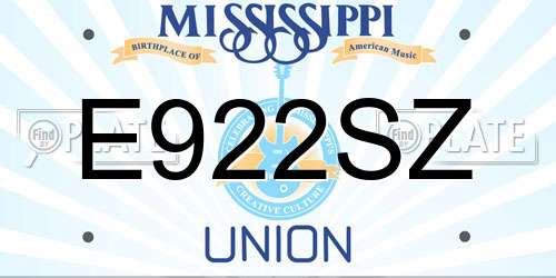 E922SZ Mississippi License Plate