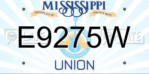 E9275W Mississippi License Plate
