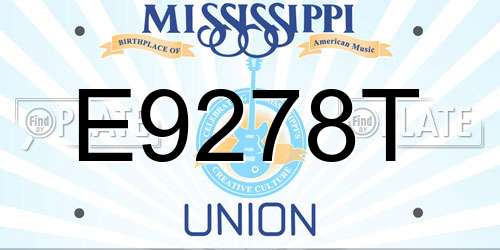 E9278T Mississippi License Plate