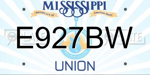 E927BW Mississippi License Plate