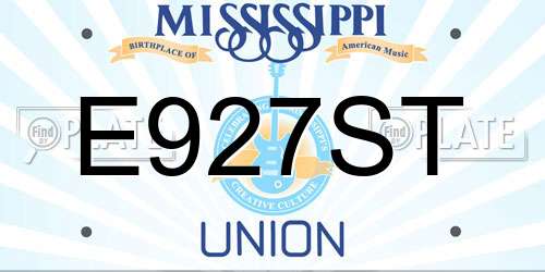 E927ST Mississippi License Plate