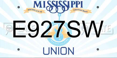 E927SW Mississippi License Plate