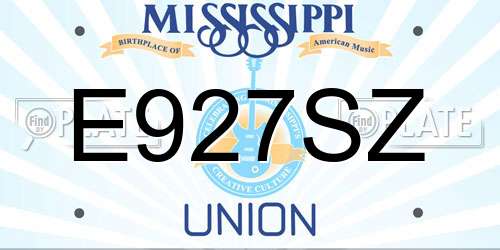 E927SZ Mississippi License Plate
