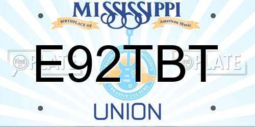 E92TBT Mississippi License Plate