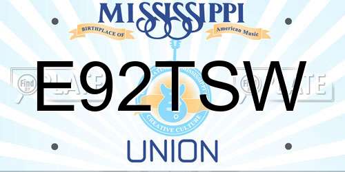 E92TSW Mississippi License Plate