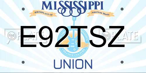 E92TSZ Mississippi License Plate