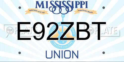 E92ZBT Mississippi License Plate