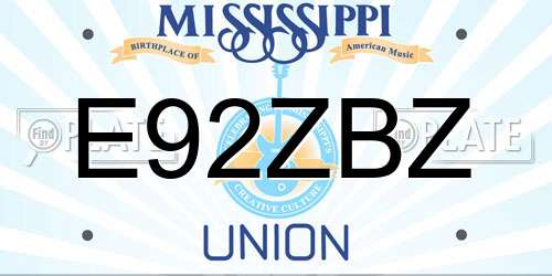 E92ZBZ Mississippi License Plate