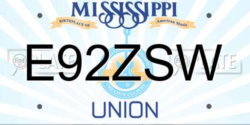 E92ZSW Mississippi License Plate