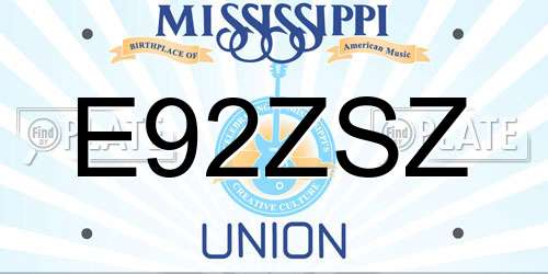 E92ZSZ Mississippi License Plate