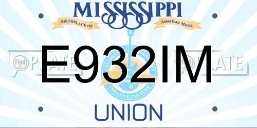 E932IM Mississippi License Plate