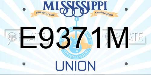 E9371M Mississippi License Plate