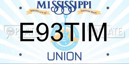 E93TIM Mississippi License Plate