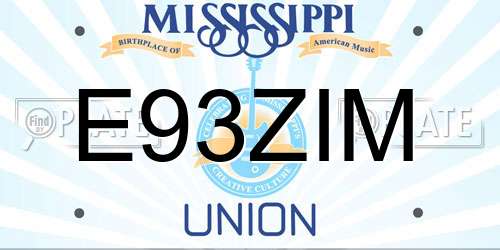 E93ZIM Mississippi License Plate