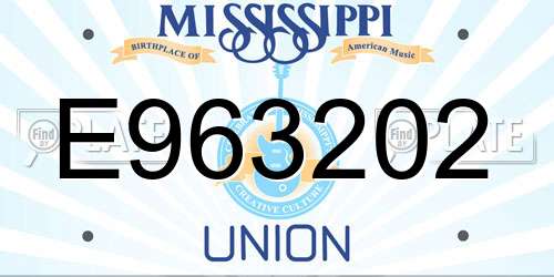 E963202 Mississippi License Plate