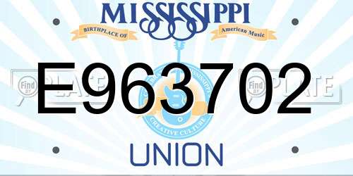 E963702 Mississippi License Plate
