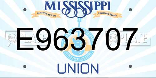 E963707 Mississippi License Plate