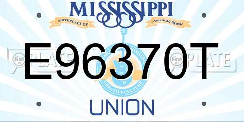 E96370T Mississippi License Plate