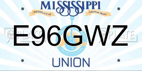 E96GWZ Mississippi License Plate