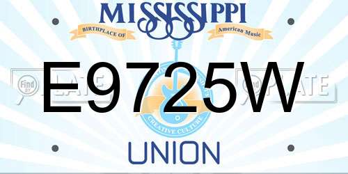 E9725W Mississippi License Plate