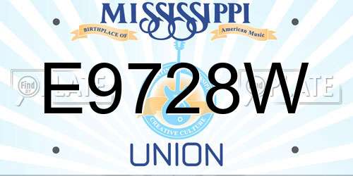 E9728W Mississippi License Plate