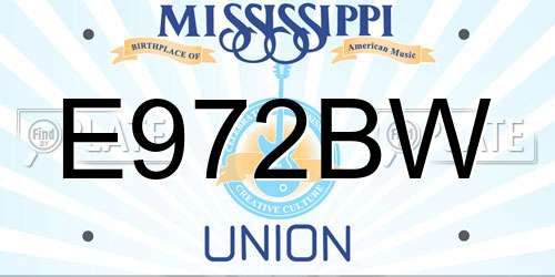 E972BW Mississippi License Plate