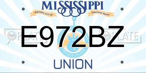 E972BZ Mississippi License Plate