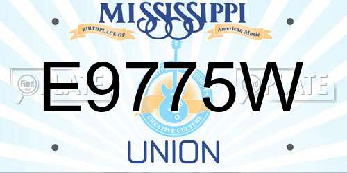 E9775W Mississippi License Plate