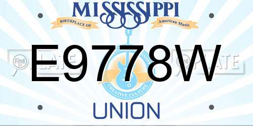E9778W Mississippi License Plate