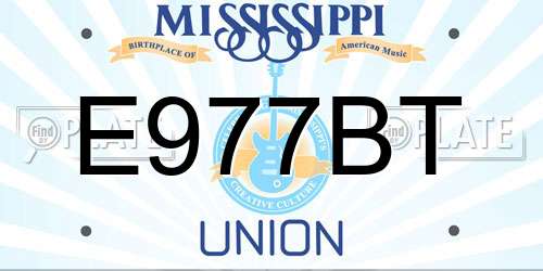 E977BT Mississippi License Plate