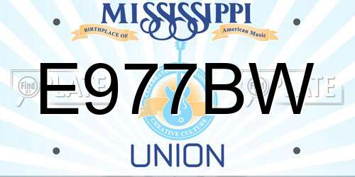 E977BW Mississippi License Plate