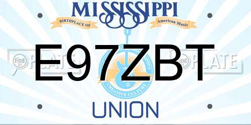 E97ZBT Mississippi License Plate