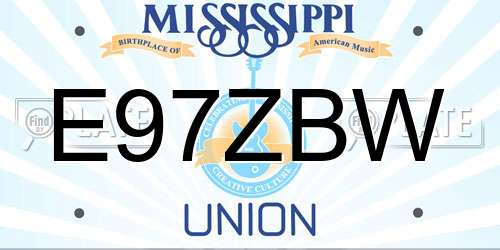 E97ZBW Mississippi License Plate