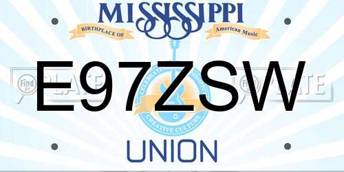 E97ZSW Mississippi License Plate