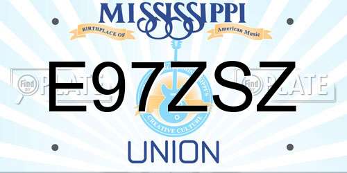 E97ZSZ Mississippi License Plate