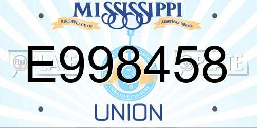 E998458 Mississippi License Plate