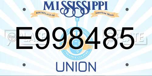E998485 Mississippi License Plate