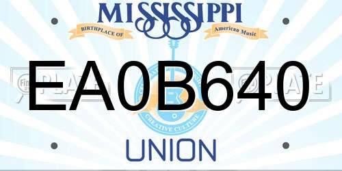EA0B640 Mississippi License Plate