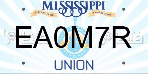 EA0M7R Mississippi License Plate