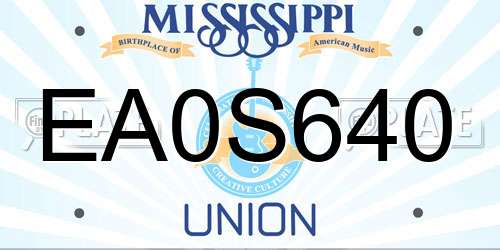EA0S640 Mississippi License Plate