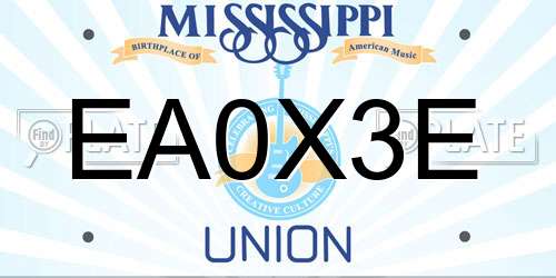EA0X3E Mississippi License Plate