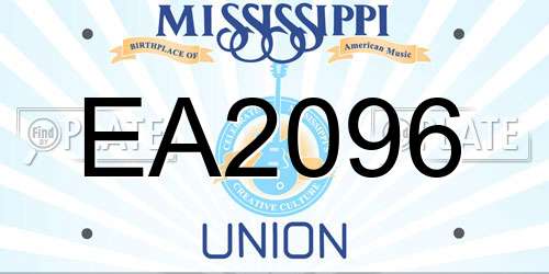 EA2096 Mississippi License Plate