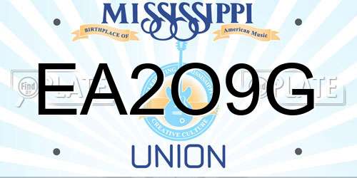 EA2O9G Mississippi License Plate