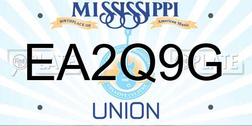 EA2Q9G Mississippi License Plate