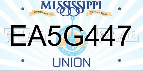 EA5G447 Mississippi License Plate